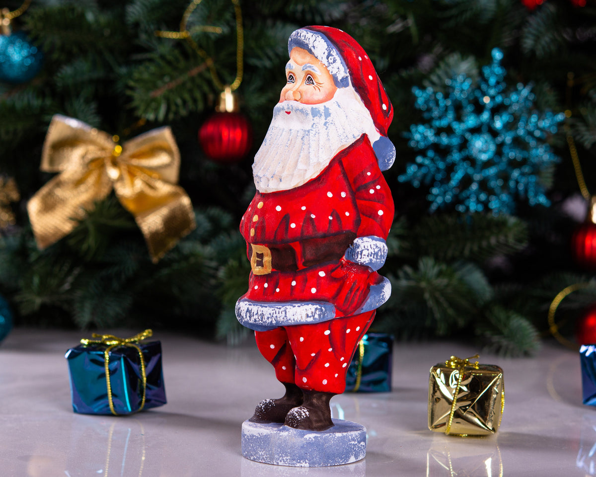 Wooden Santa Claus figure 7 inch, whimsical folk art, kids room & nursery Christmas decor