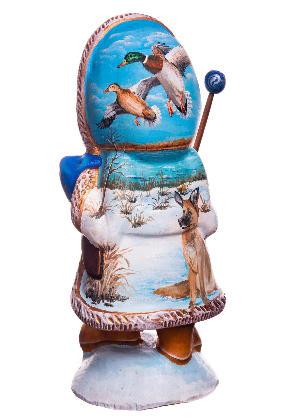 Hand-Carved Wooden Santa Claus Figurine: 12" Holiday Decor