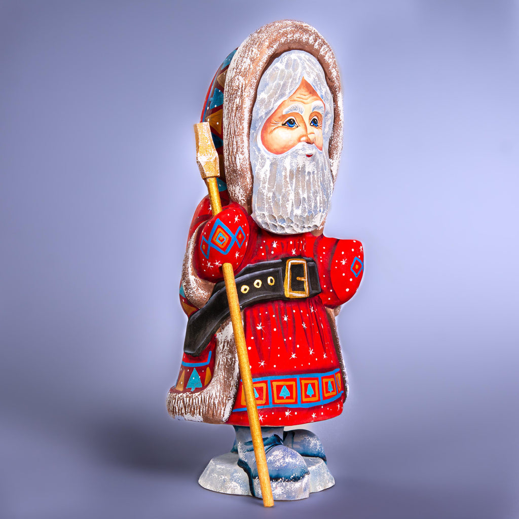 Kris Kringle wooden figurine 11 inch, hand painted Christmas art