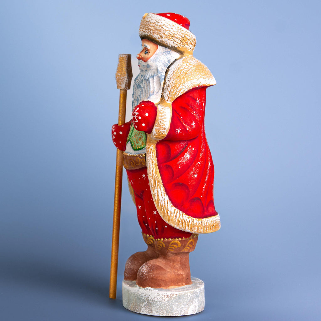 Wooden Hand Carved Santa Claus figurine 10", handmade Christmas home decor, Hand Painted Funny Christmas gift idea made in Ukraine