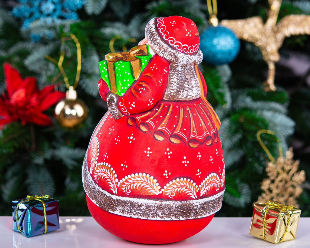 Wooden hand carved Santa Claus figurine, Handmade Christmas Holiday Home Decor indoor, Hand painted Christmas gift idea made in Ukraine