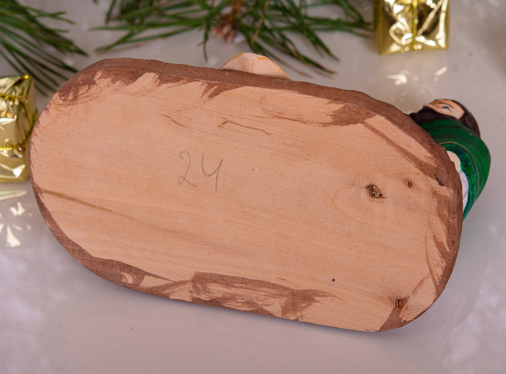 Hand Carved Wooden Nativity Set 4", Holy Family on Board