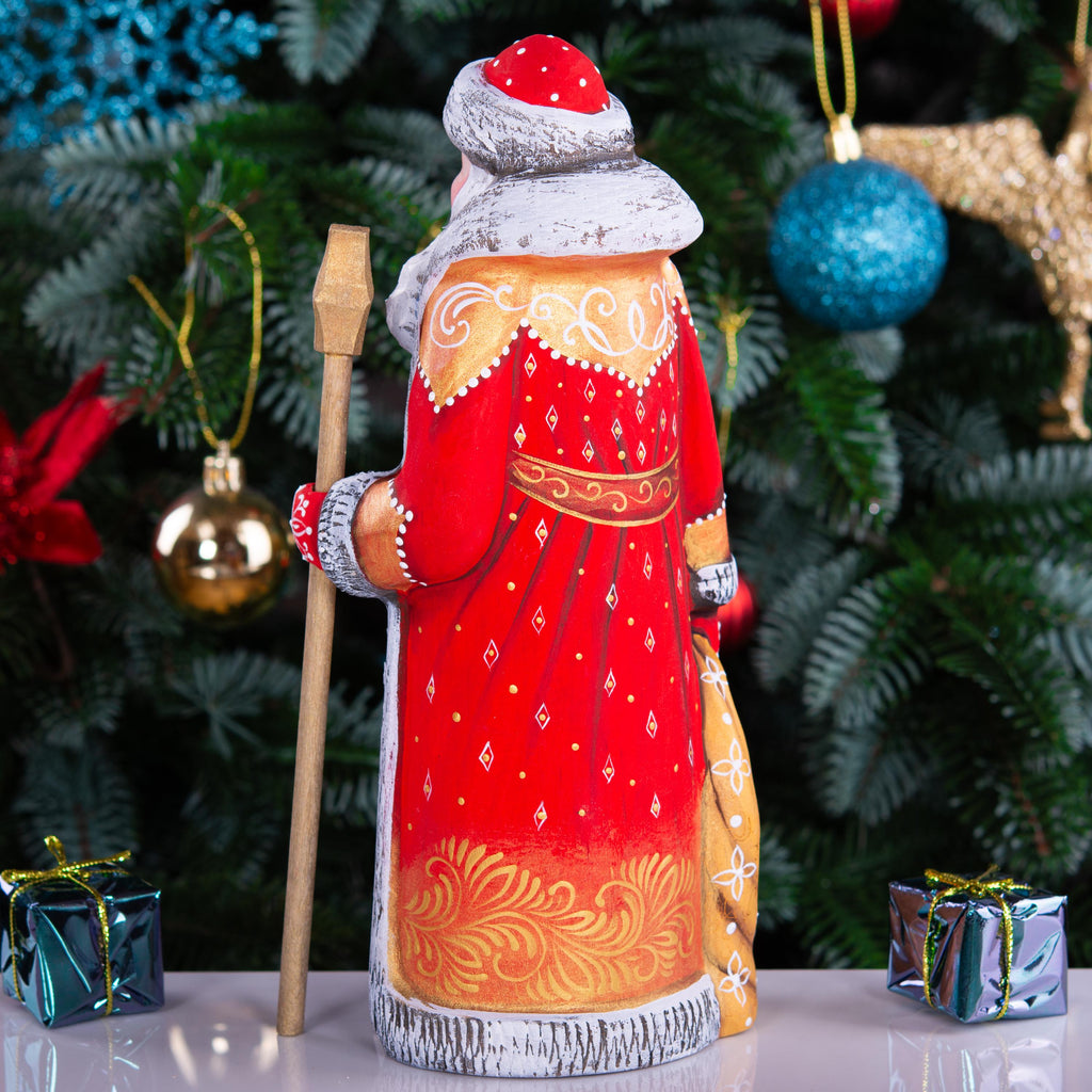 Santa Claus figurine 9 inch, hand painted children and bullfinches