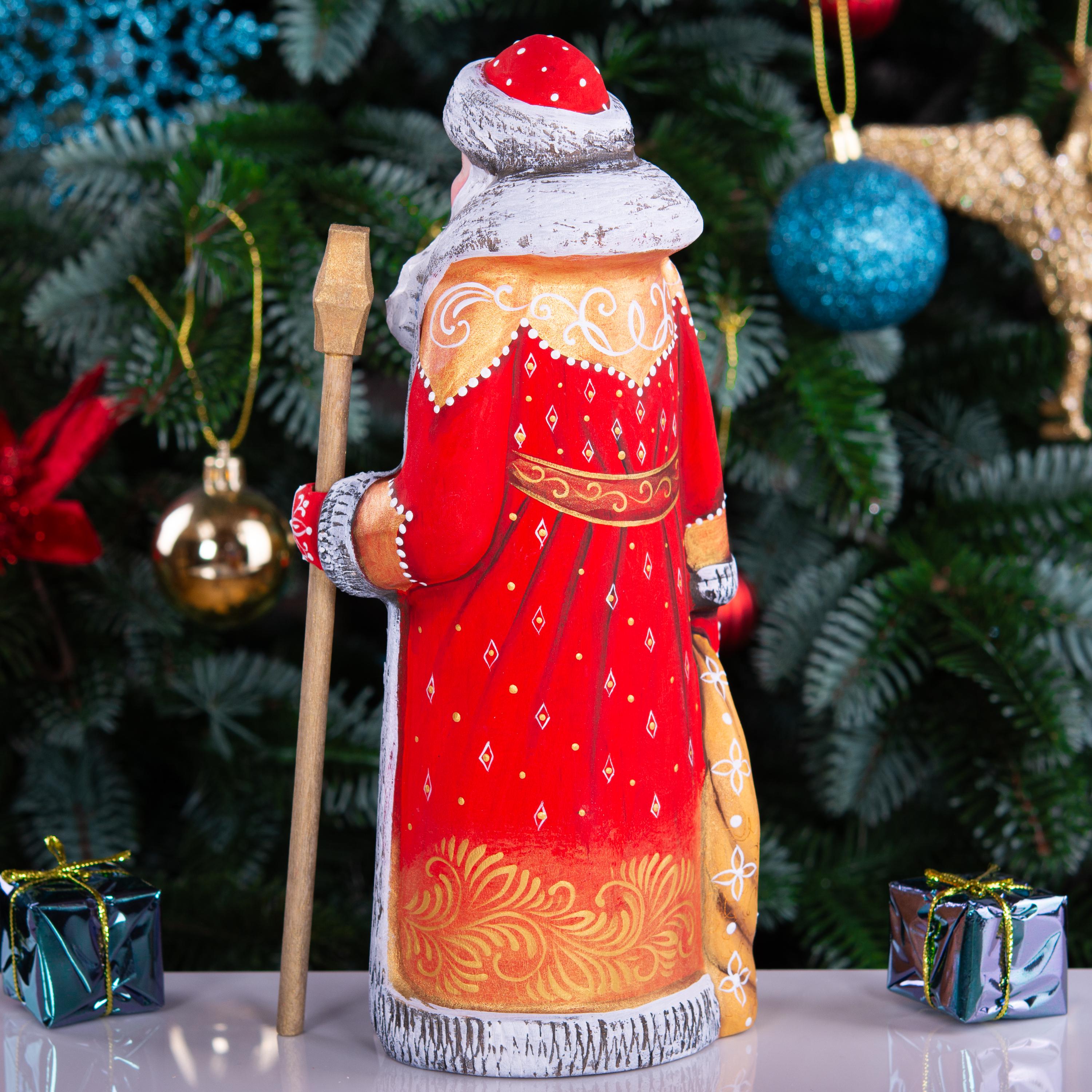 Santa Claus figurine 9 inch, hand painted children and bullfinches