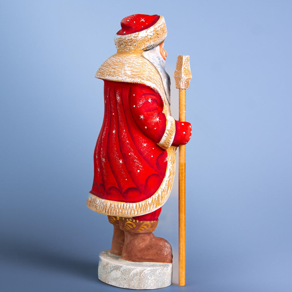 Wooden Hand Carved Santa Claus figurine 10", handmade Christmas home decor, Hand Painted Funny Christmas gift idea made in Ukraine