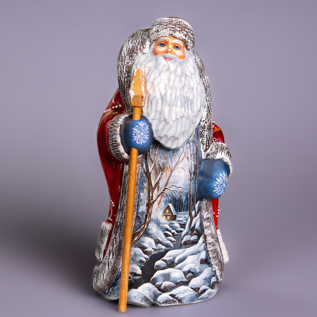 Hand-Carved Wooden Santa Claus Figurine: Holiday Home Decor