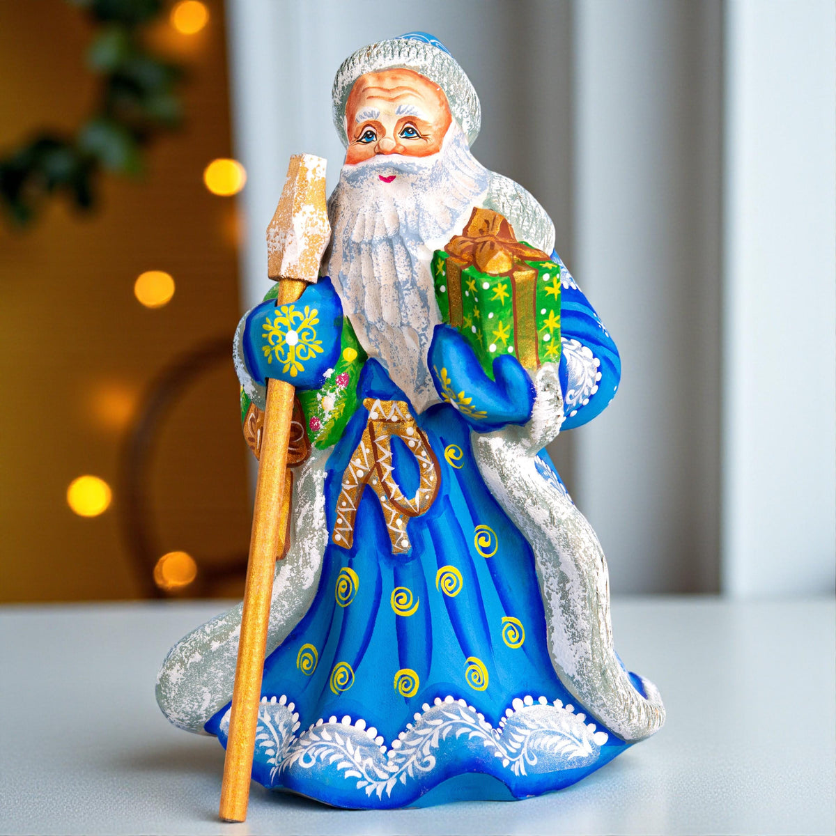 Wooden hand Carved Vintage Santa Claus figurine, handmade home Christmas decor indoor, funny Christmas gift idea made in Ukraine