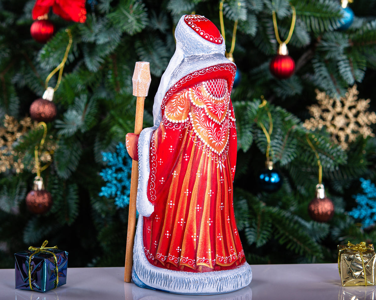 Hand-Carved Wooden Santa Claus Figurine: 9" Christmas Decor