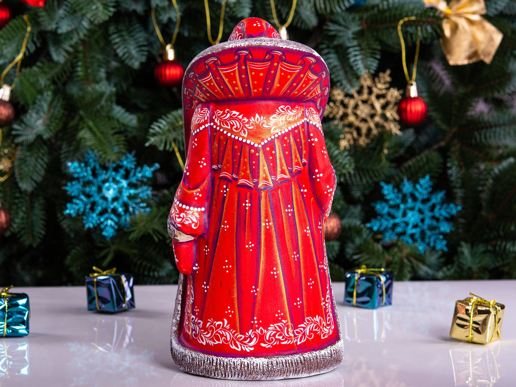 Hand-Carved Wooden Santa Claus Figurine: 9" Holiday Home Decor