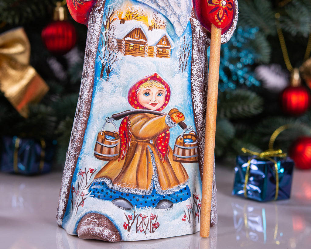 Handmade Wooden Santa Claus Figurine: Carved Folk Art Christmas Decor (10 inch)