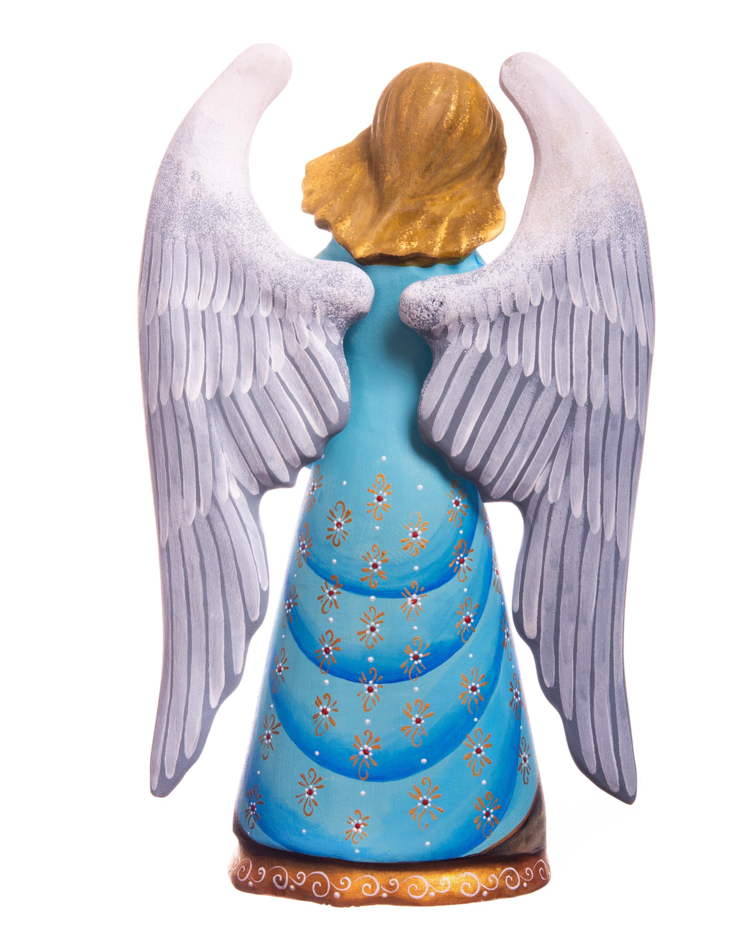 Hand carved angel figurine 9 inch, Holy Family Nativity Scene Mantel display