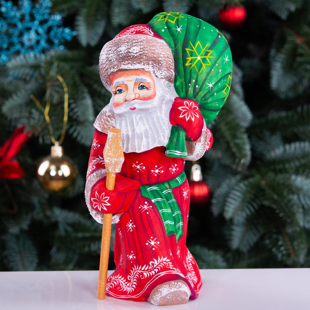 Old World Father Christmas figurine, carved solid wood, 7.9 inch