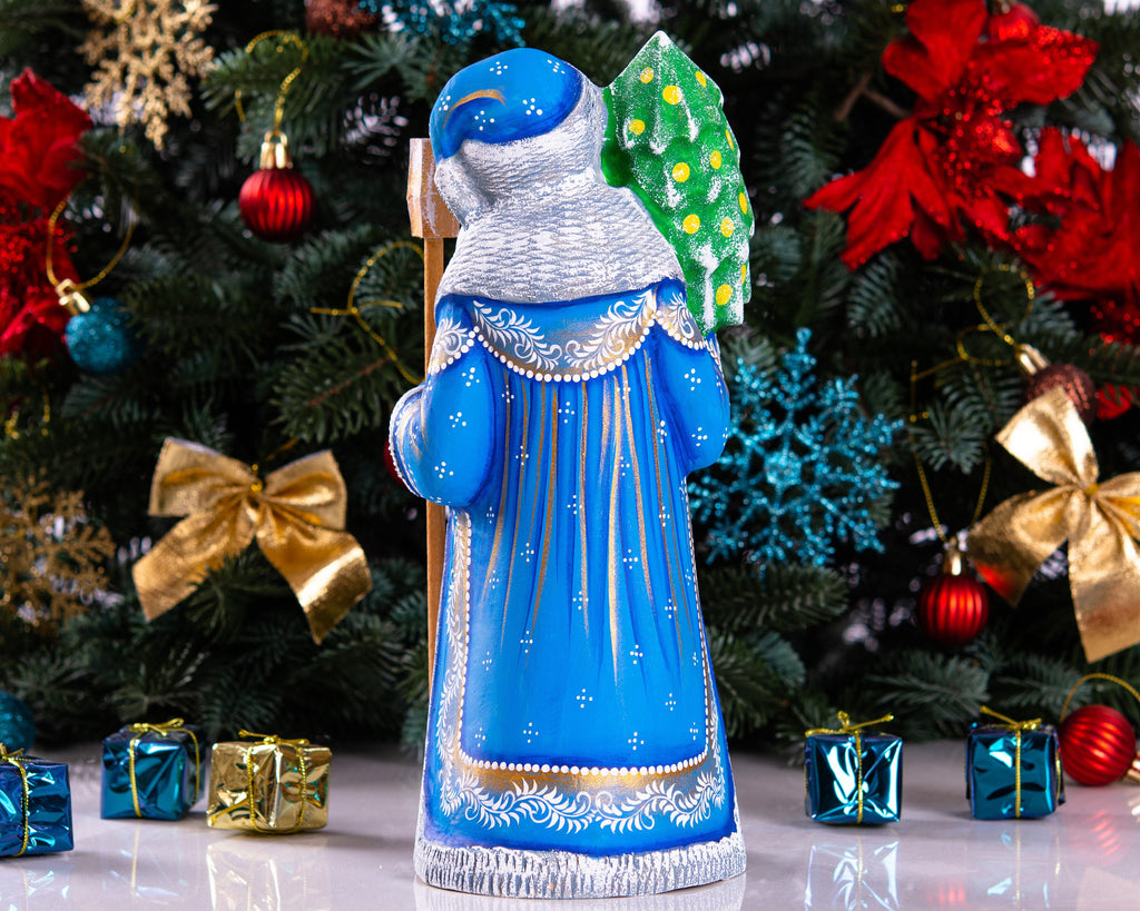 Hand Carved Wooden Santa Figurine: Old World Christmas Mantel Decor