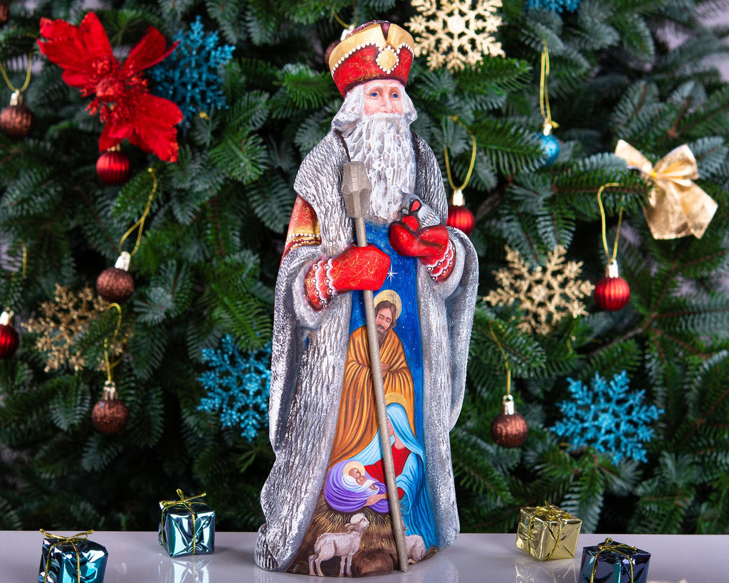 Saint Nicholas Statue 12.9", Holy Family Nativity, Christmas Mantel Decor