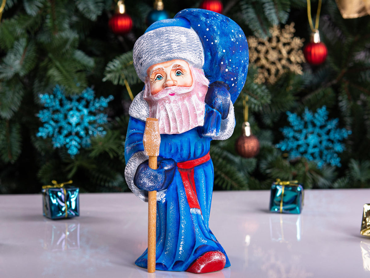 Kris Kringle nativity Santa 8 inch wooden figurine, religious Christmas shelf decor