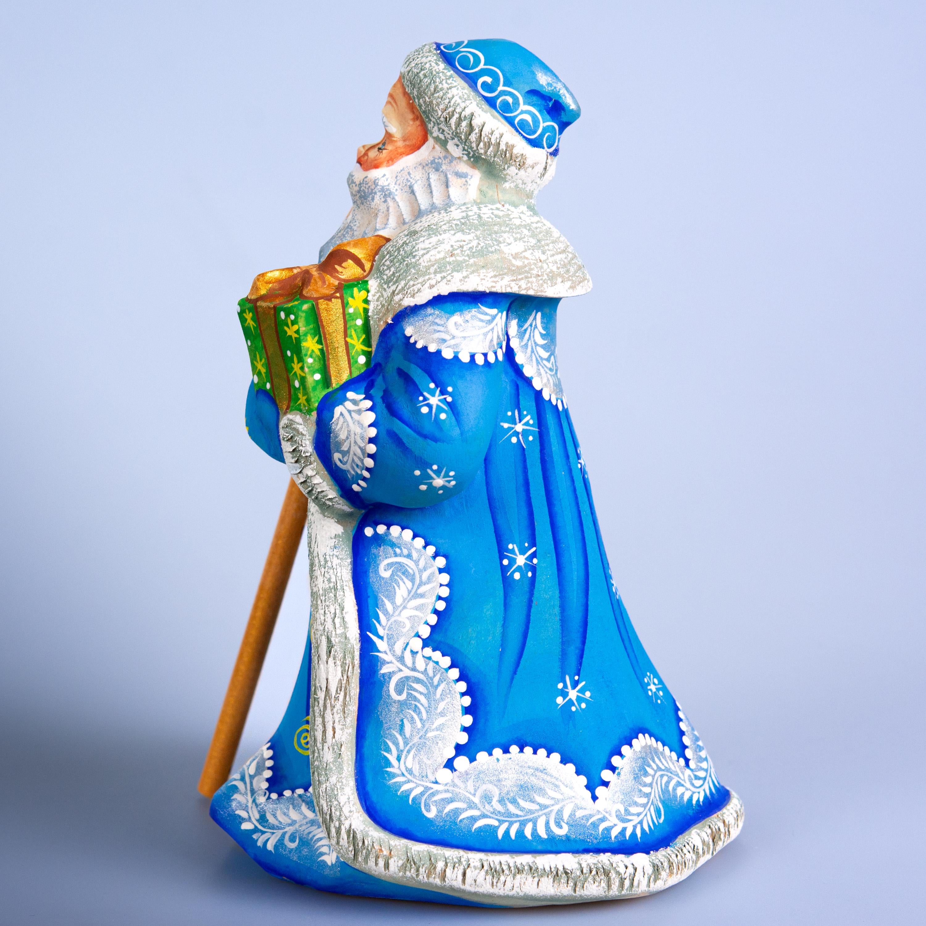 Wooden hand Carved Vintage Santa Claus figurine, handmade home Christmas decor indoor, funny Christmas gift idea made in Ukraine
