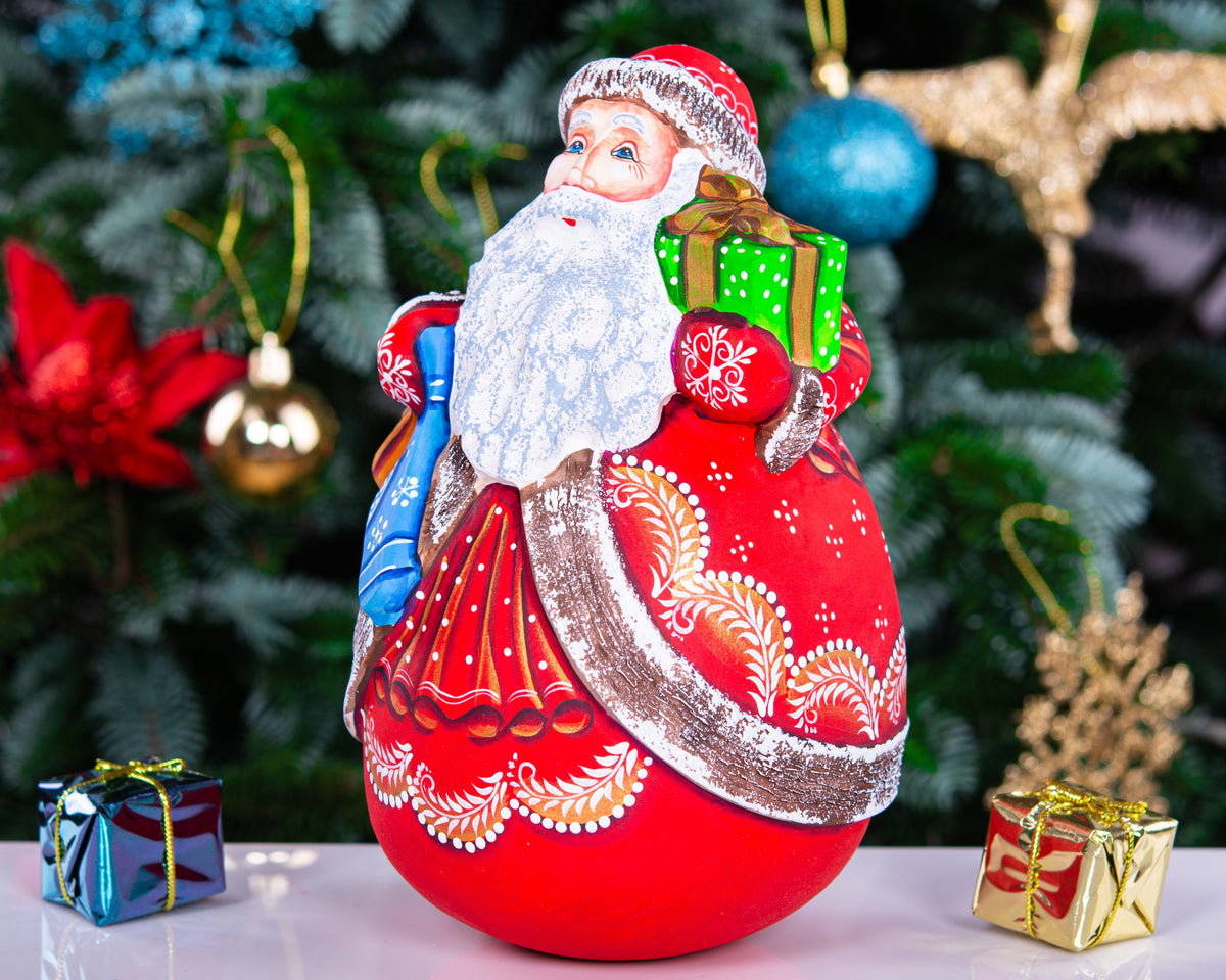 Wooden hand carved Santa Claus figurine, Handmade Christmas Holiday Home Decor indoor, Hand painted Christmas gift idea made in Ukraine