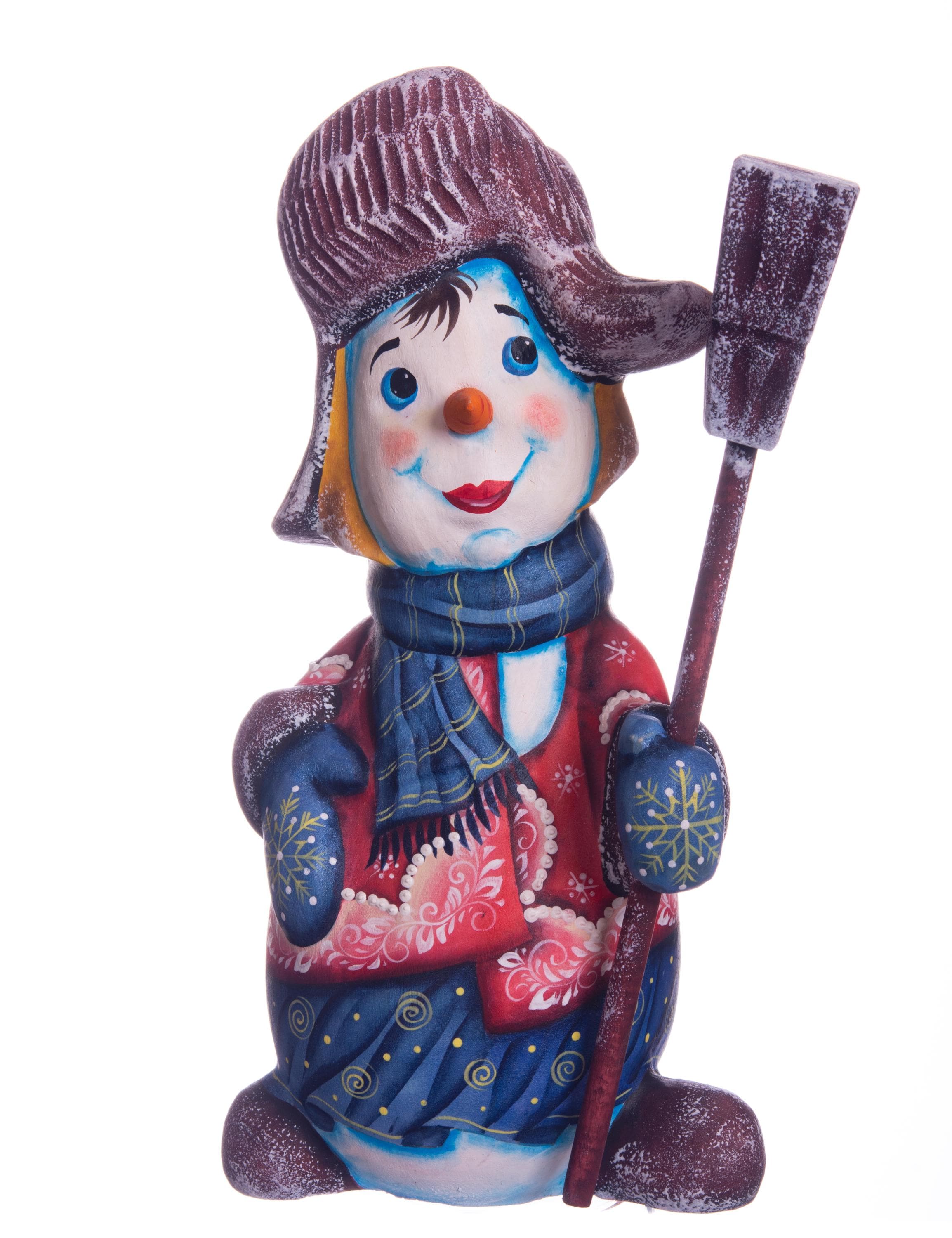 Hand painted snowman wooden figurine 8.3 inch, holiday mantel display