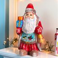 Carved wood Santa figurine with songbirds collector gift 5.5 inch