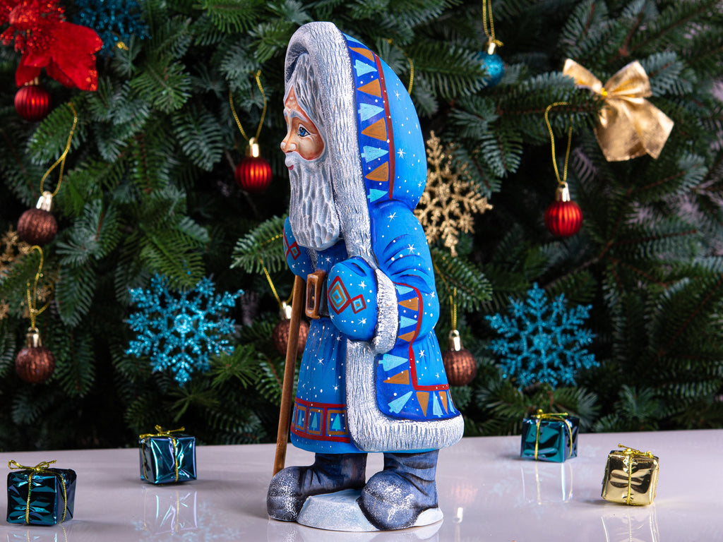 Hand Carved Wooden Santa Figurine: Painted Christmas Decoration, Signed