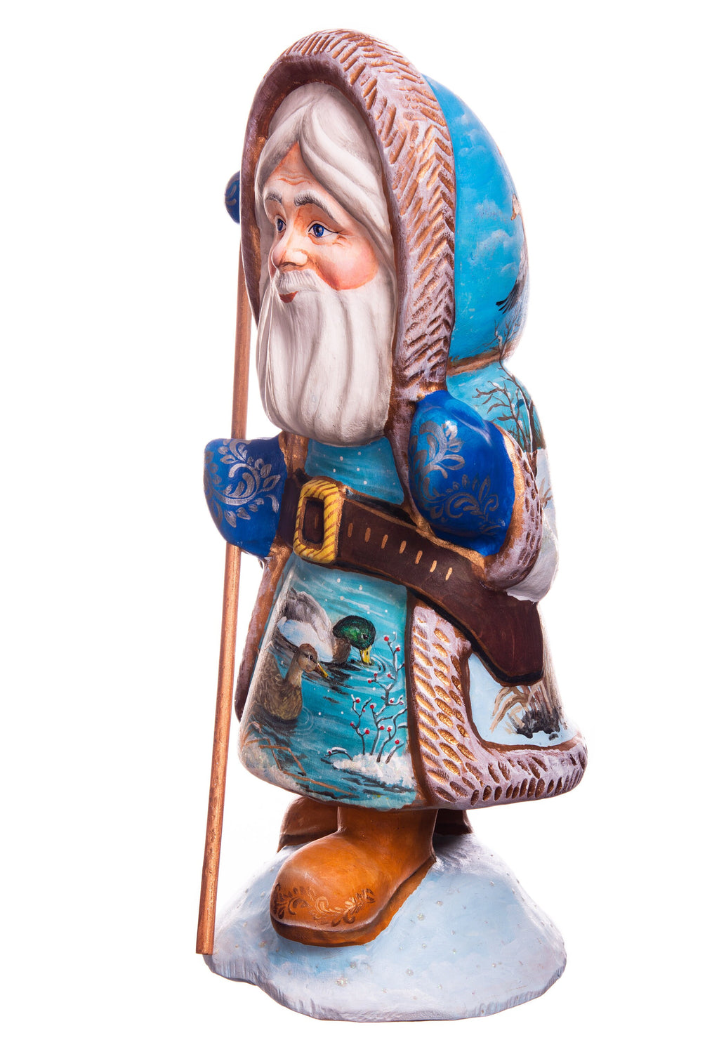 Hand-Carved Wooden Santa Claus Figurine: 12" Holiday Decor
