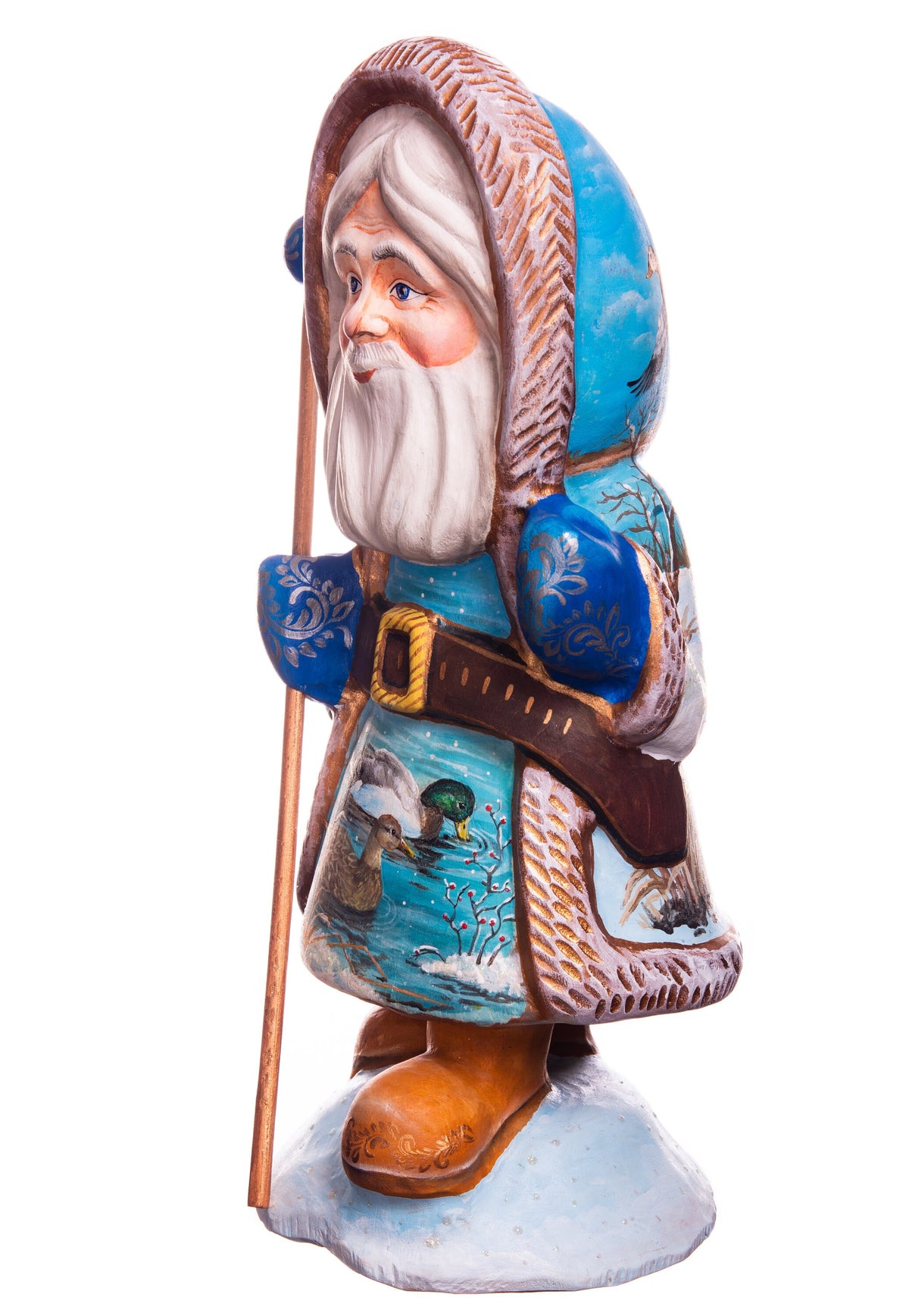 Hand-Carved Wooden Santa Claus Figurine: 12" Holiday Decor