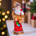 Father Christmas wooden figurine 10", hand carved shelf decor
