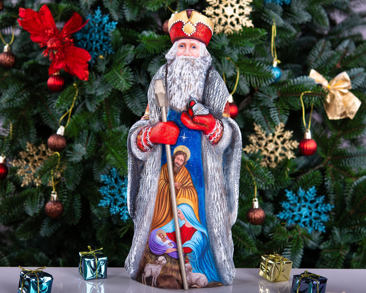 Saint Nicholas Statue 12.9", Holy Family Nativity, Christmas Mantel Decor