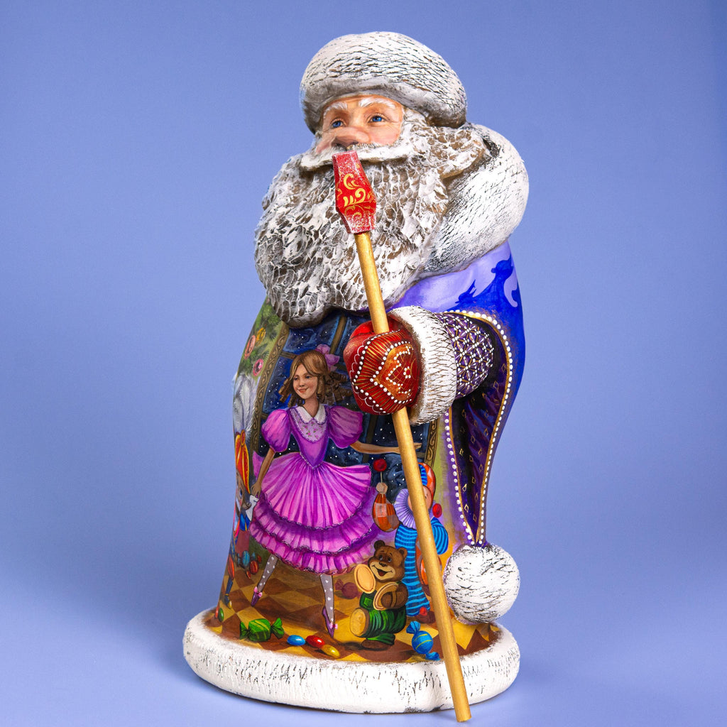 Hand Carved Santa Figurine: Nutcracker Ballet Scene, Painted Wood