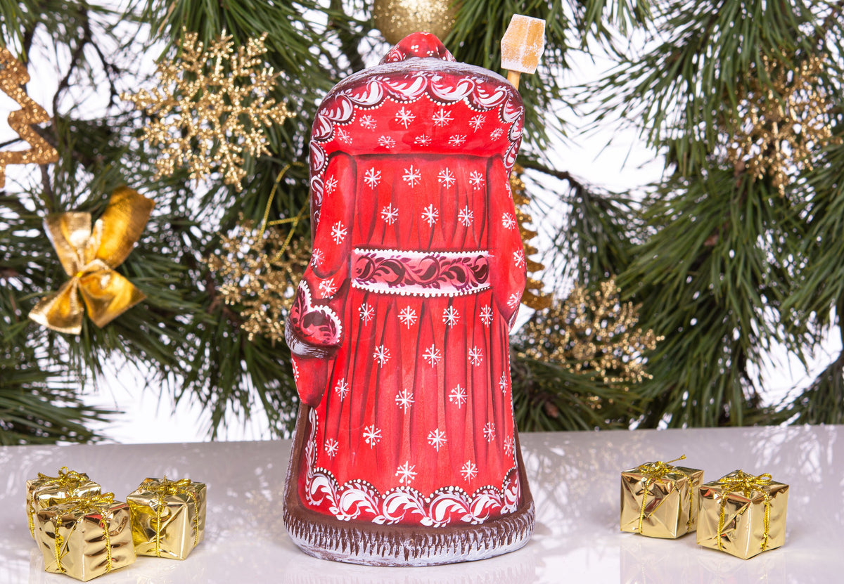 Hand carved Santa 9.5 inch solid wood figurine, children portrait