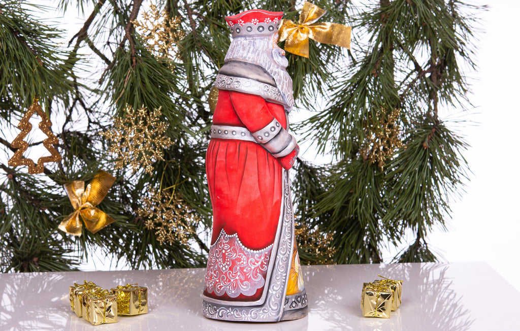 Santa Figurine 12.5", Nativity Scene, Orthodox Icon Style, Hand Painted Wood