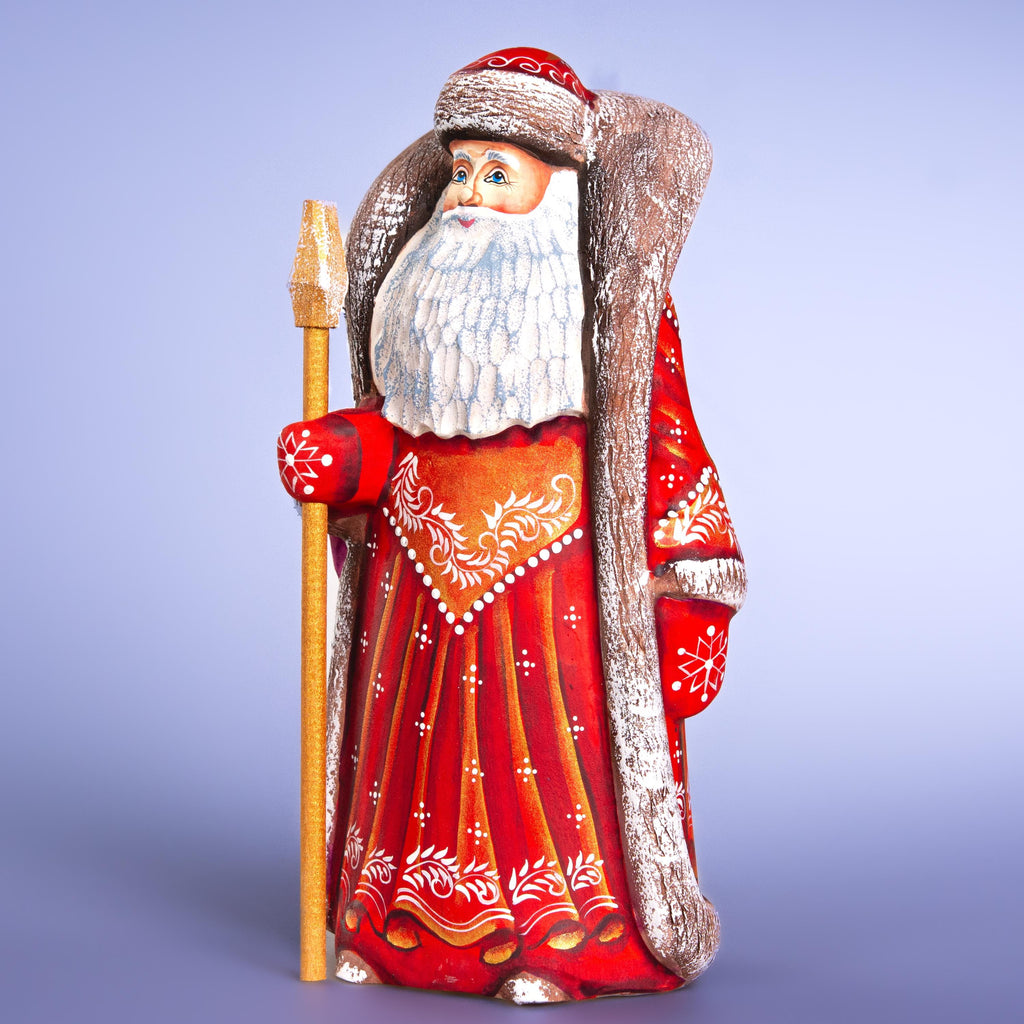 Hand Carved Wooden Santa Claus Figurine: Handmade Christmas Decor, 9"