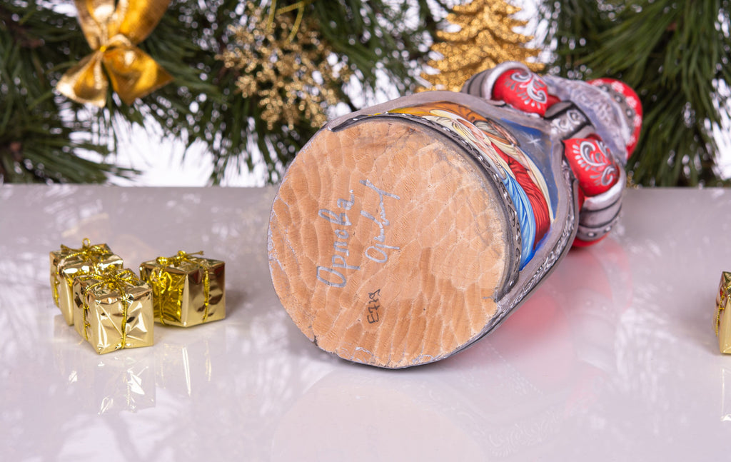 Santa Figurine 12.5", Nativity Scene, Orthodox Icon Style, Hand Painted Wood