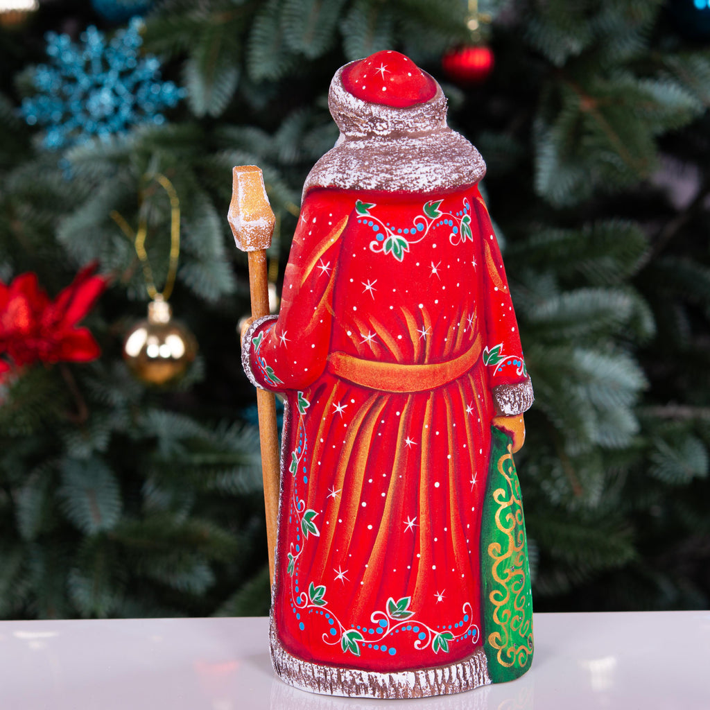 Hand carved wooden Santa, storybook Christmas list vignette, 9.1 inch