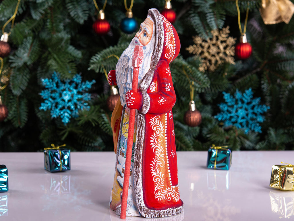 Wooden Santa Claus figurine 9", handmade Mantle Decor