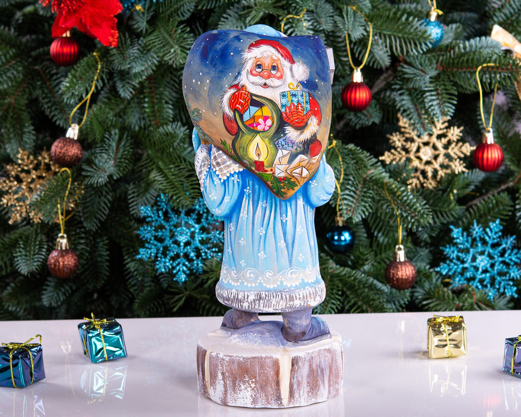 Hand Carved Wooden Santa Claus Figurine: 11" Christmas Decor