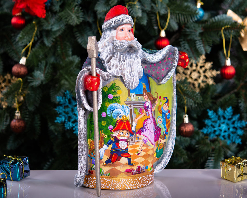 Hand-Carved Wooden Santa Claus Figurine: Unique Christmas Decor (10 inch)