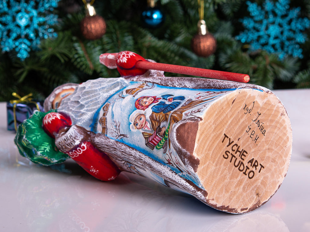 Rustic Santa Claus wood figure 10 inch, snowy country village, Christmas table décor