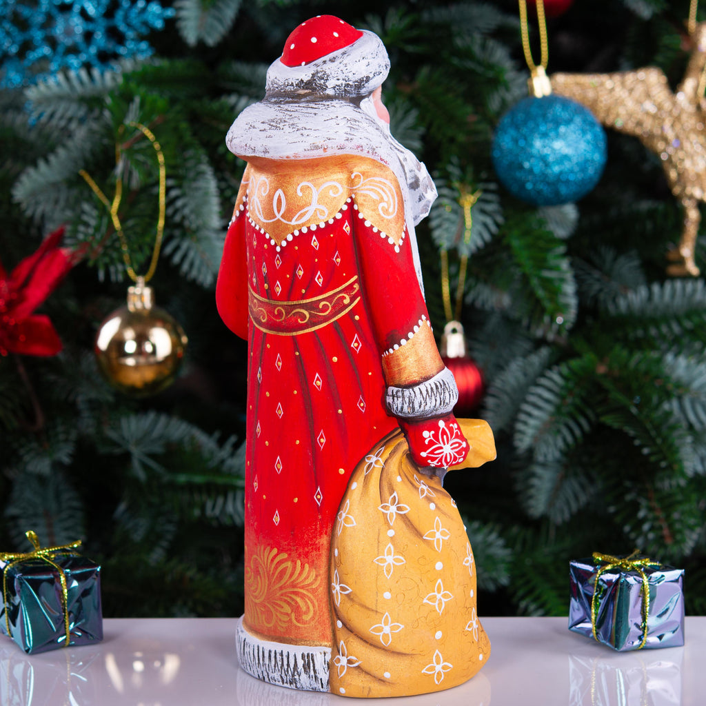 Santa Claus figurine 9 inch, hand painted children and bullfinches