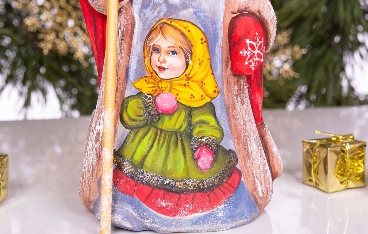 Old World Santa wooden figurine 9.4 inch, hand painted collectible