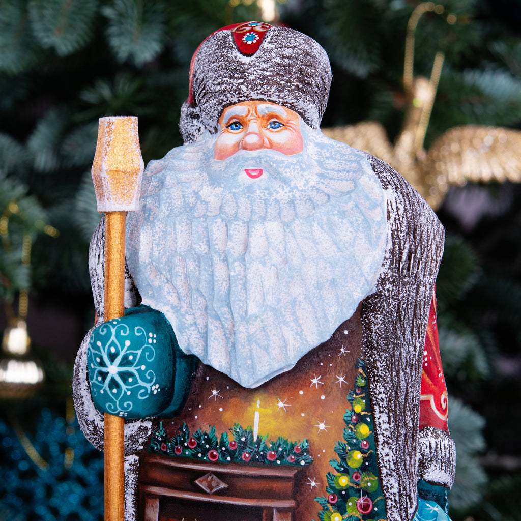 Wooden hand carved Santa Claus figurine 9", Christmas Holiday Home Decor indoor, Hand painted Christmas gift made in Ukraine