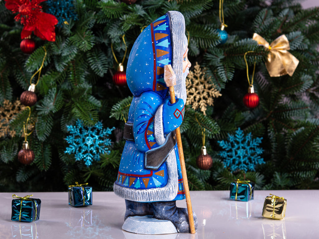 Hand Carved Wooden Santa Figurine: Painted Christmas Decoration, Signed