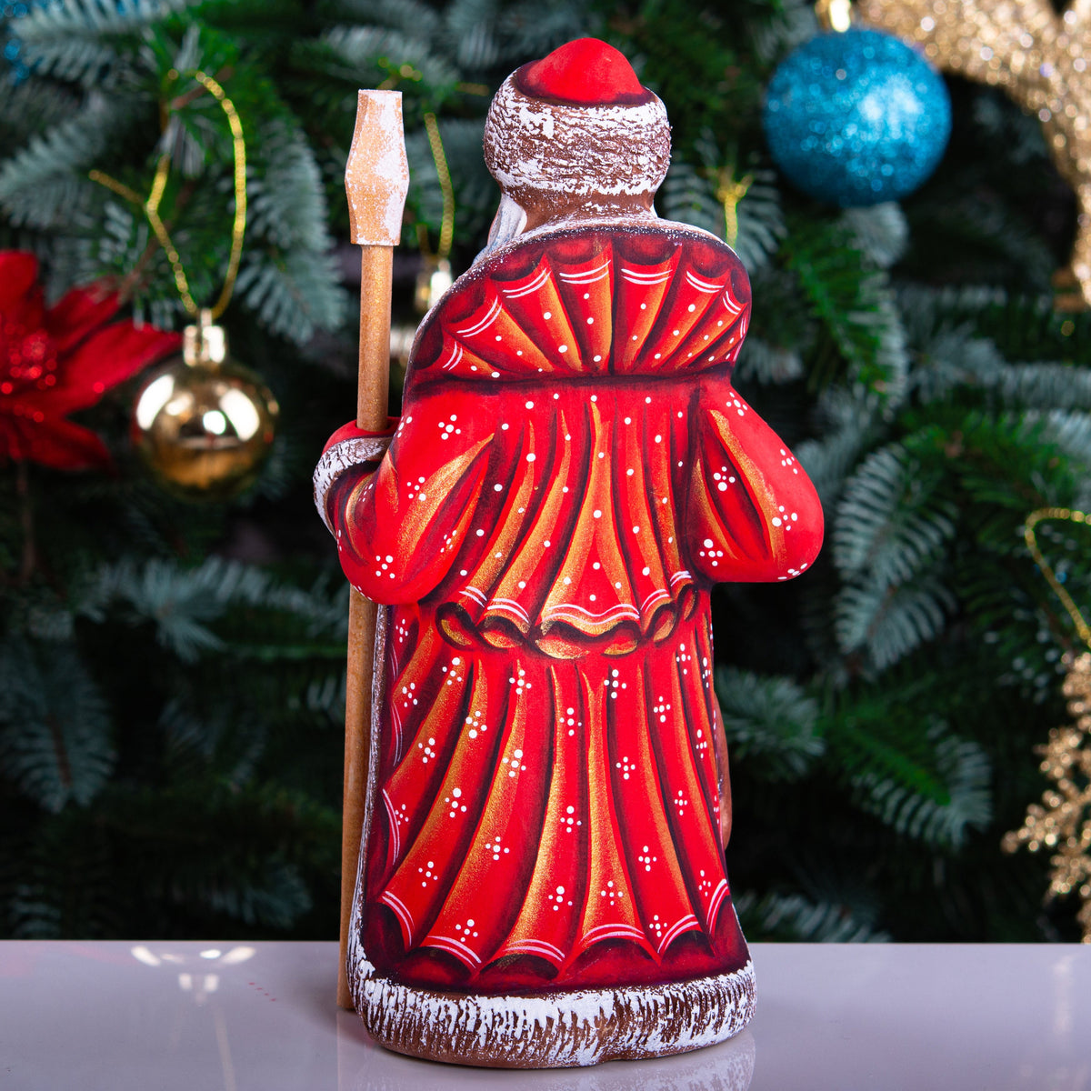 Hand Carved Wooden Santa Claus Figurine: 8" Christmas Decor