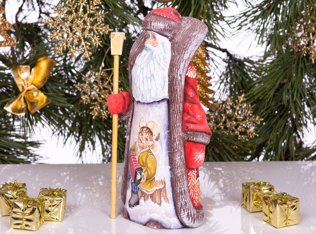 Hand-Carved Wooden Santa Claus Figurine: 9" Christmas Home Decor