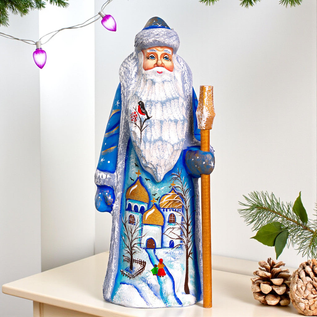 Wooden Hand Carved Santa Claus figurine 8", handmade home Christmas Holiday decor indoor, funny Christmas gift idea - made in Ukraine