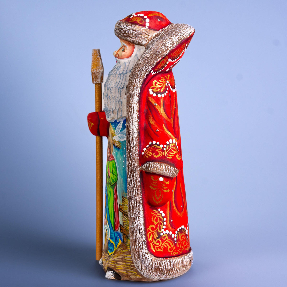 Hand-Painted Wooden Santa Figurine: 9 inch Nativity Scene Christmas Decor