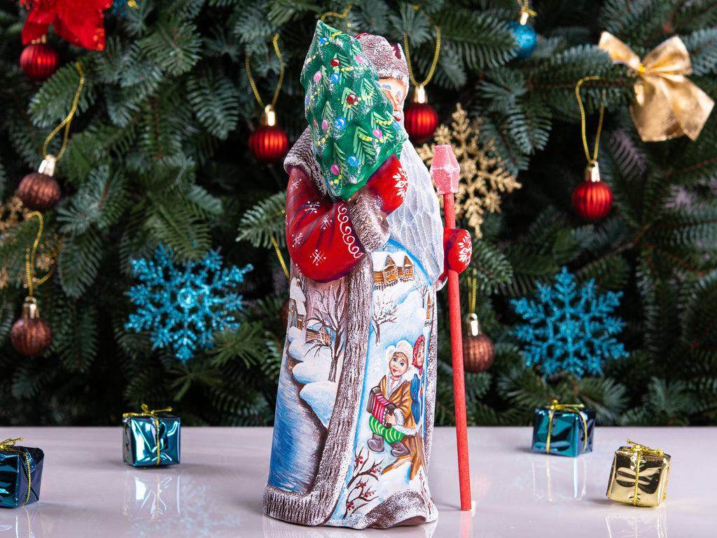 Rustic Santa Claus wood figure 10 inch, snowy country village, Christmas table décor