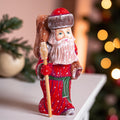 Hand carved Santa wooden figurine 7 inch, Holy Family scene