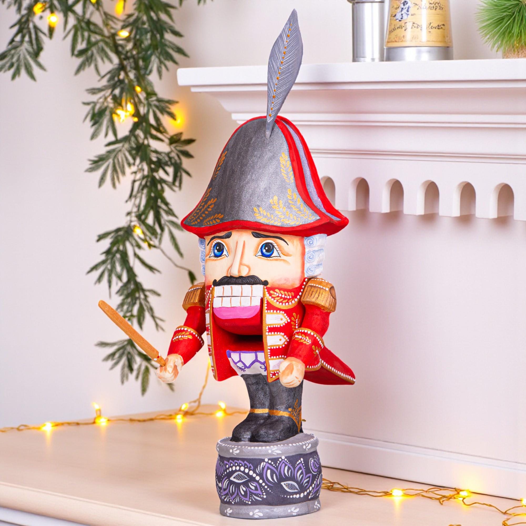 Nutcracker soldier wooden figurine 11 inch, ballet holiday shelf decor