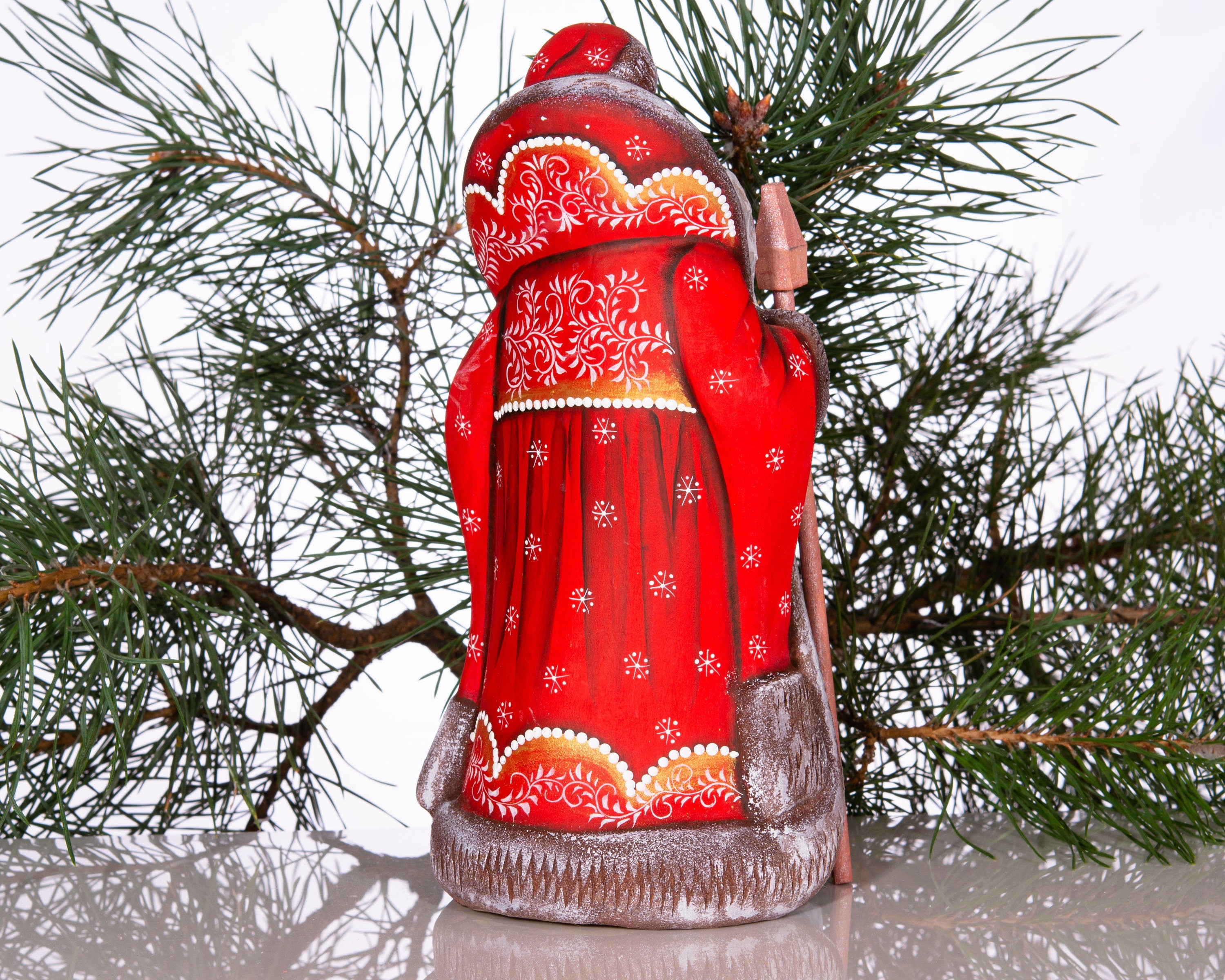 Hand-Carved Wooden Santa Claus Figurine: 9" Holiday Home Decor